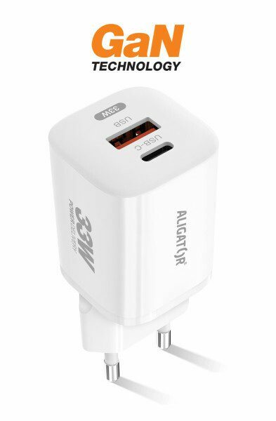 Chytrá Gan Síťová Nabíječka 33w S Usb C A Usb A Výstupem Aligator Power Delivery Bílá Pt Mobil 7892