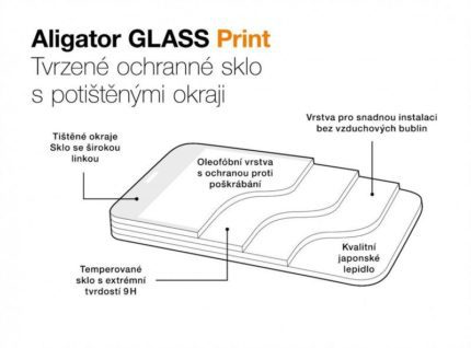 Ochranné sklo Aligator PRINT pro Samsung Galaxy S22 S901 GLP0177 černé