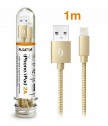 Datový kabel iPhone Lightning 2A, 1m Aligator TUBA zlatý